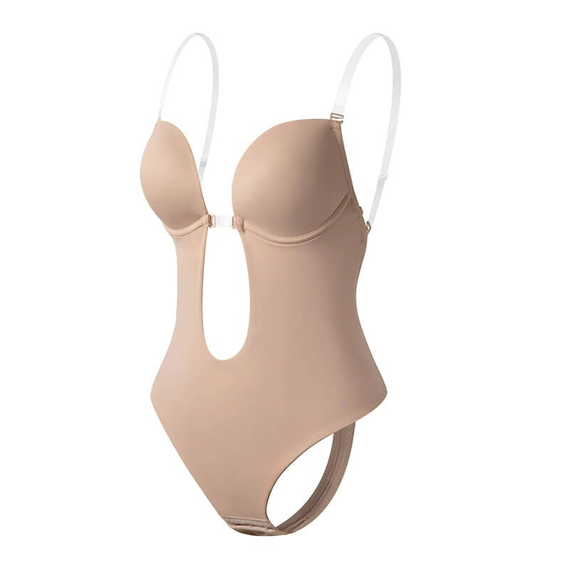 Women's Deep Plunge Backless Clear Strap Body Shaper