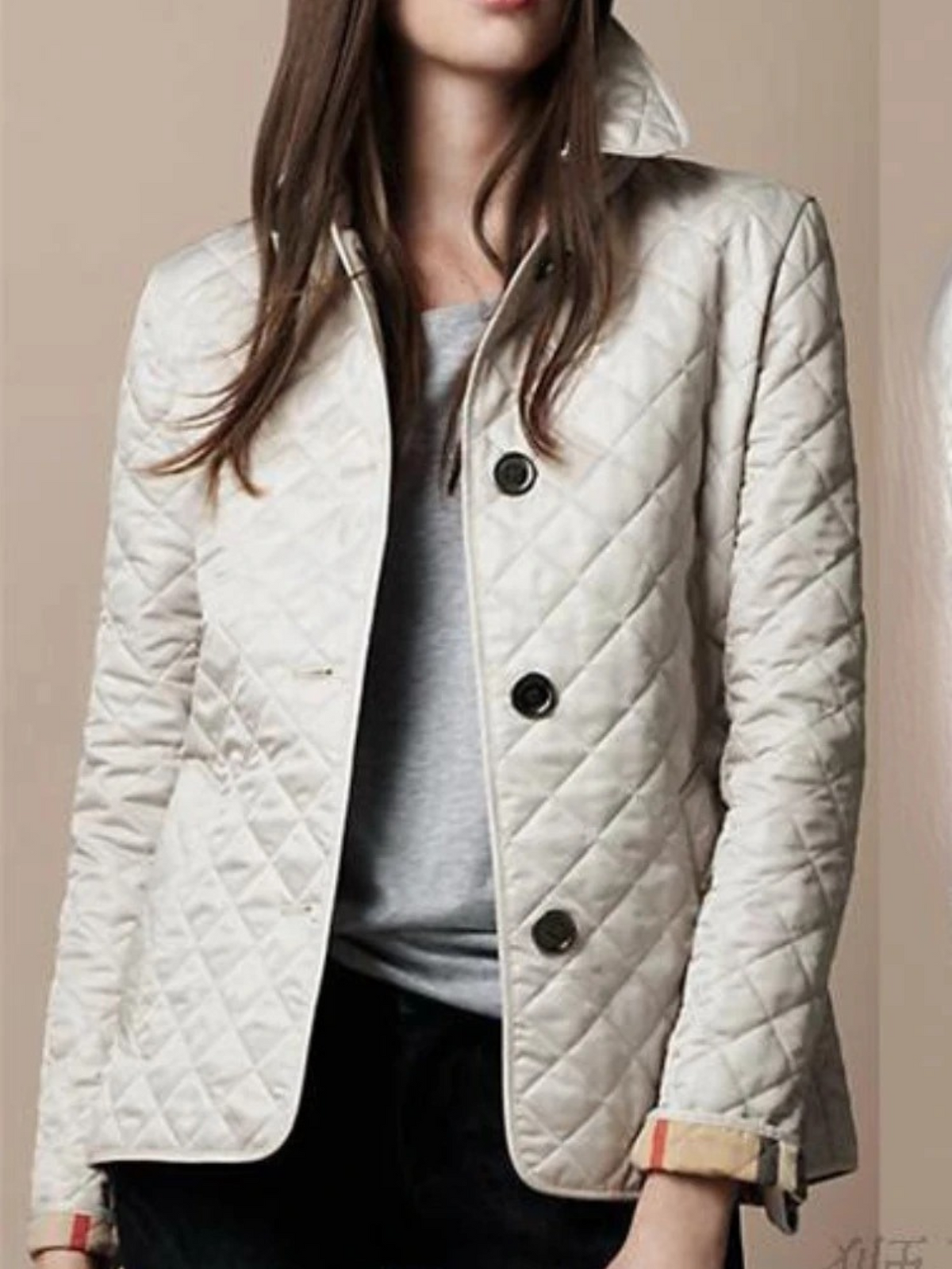 Women's Diamond Quilted Turn Down Collar Jacket