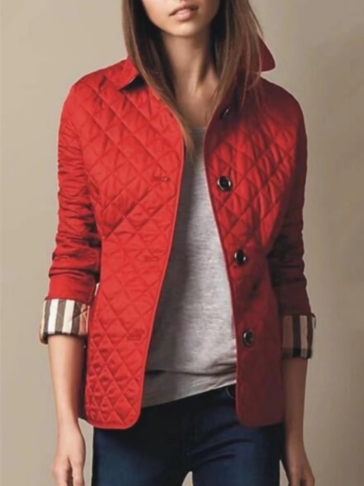 Women's Diamond Quilted Turn Down Collar Jacket