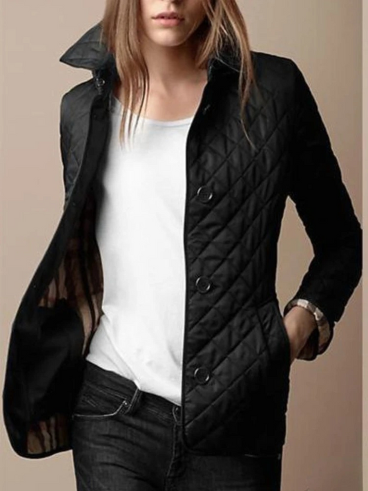 Women's Diamond Quilted Turn Down Collar Jacket