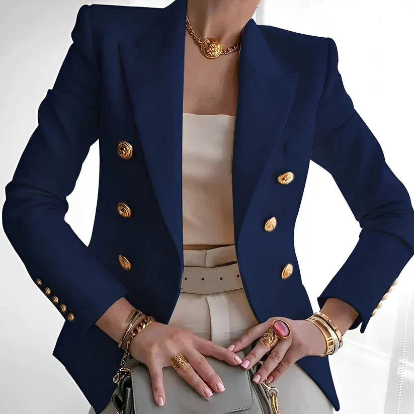 Women's Double Breasted Notch Lapel Long Sleeve Blazer