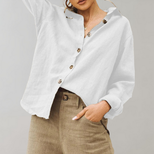 Women's Drop Shoulder Collared Button Up Shirt