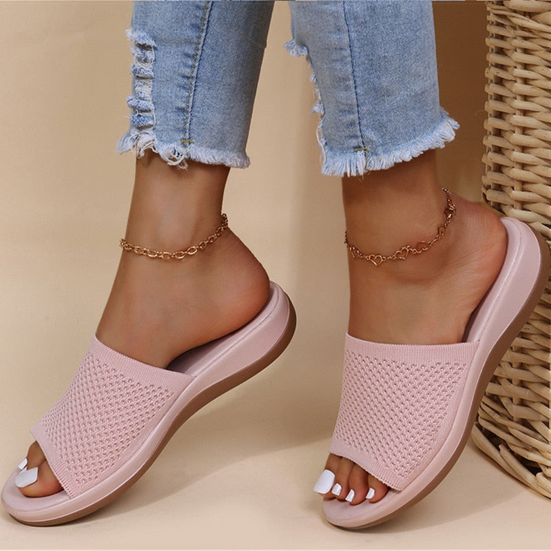 Women's Knit Upper Platform Slide Sandals