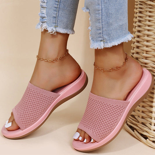 Women's Knit Upper Platform Slide Sandals