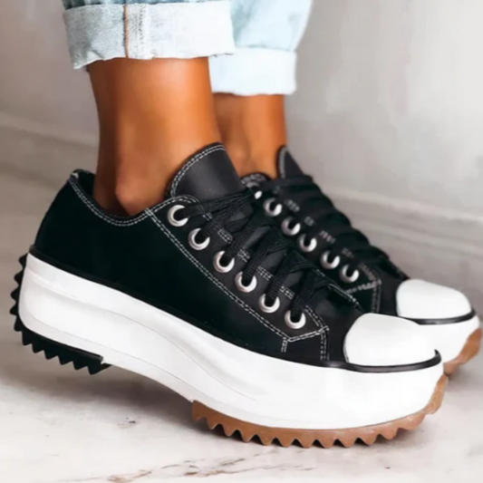 Women's Lace-Up Round Toe Platform Sneakers