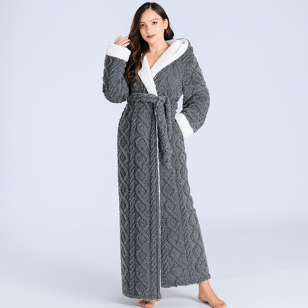 Women's Long Sleeve Belted Shawl Collar Bathrobe