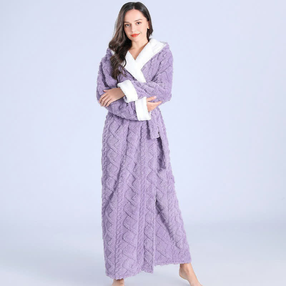 Women's Long Sleeve Belted Shawl Collar Bathrobe