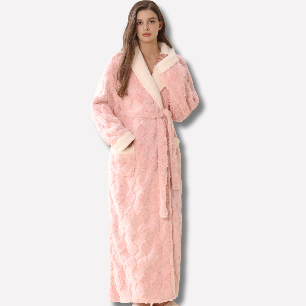 Women's Long Sleeve Belted Shawl Collar Bathrobe
