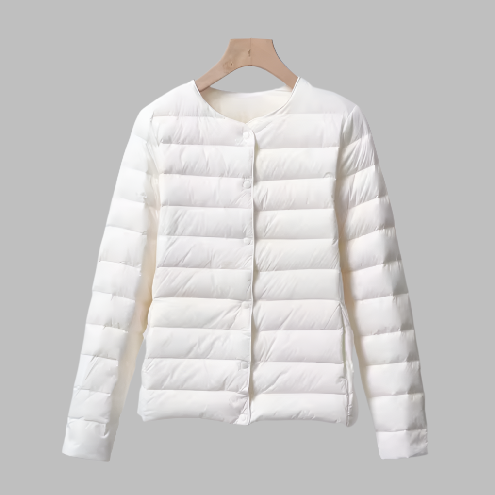 Women's Quilted Round Neck Snap Front Jacket