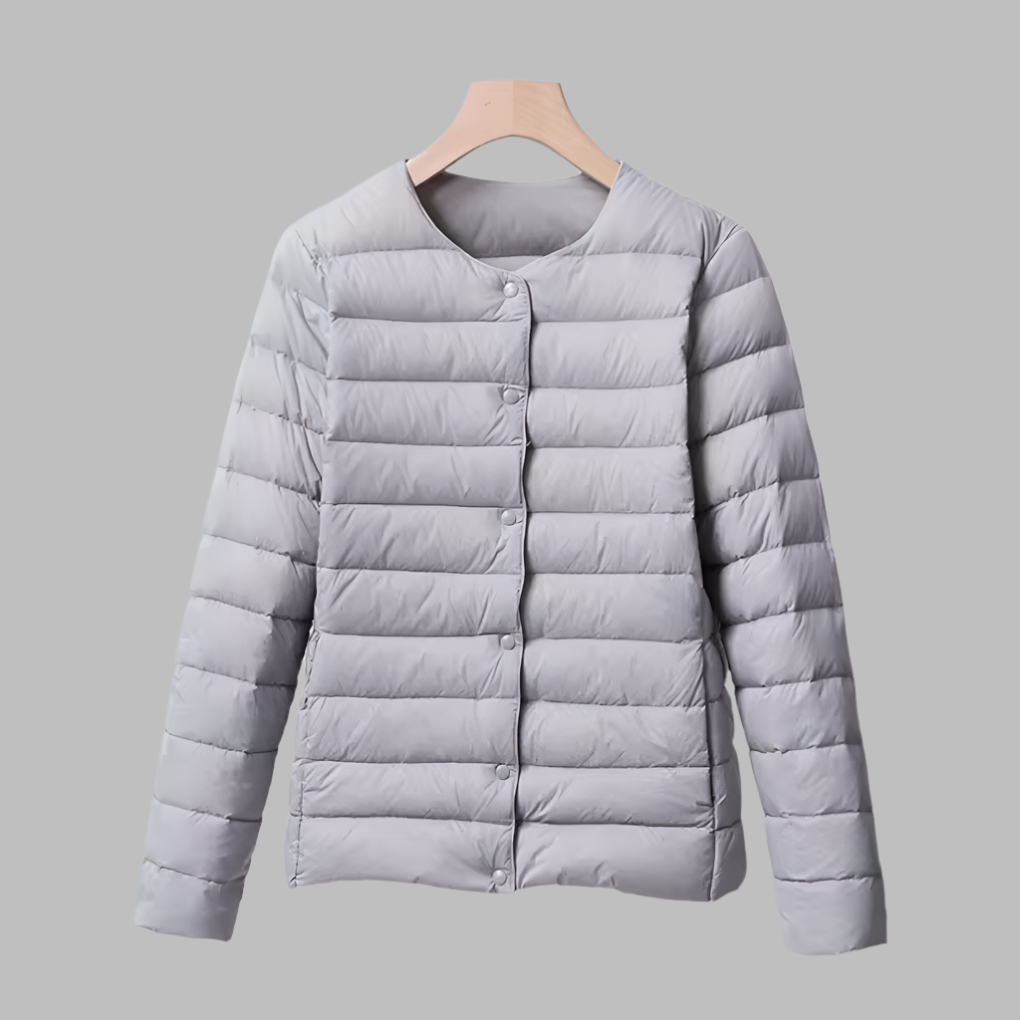 Women's Quilted Round Neck Snap Front Jacket