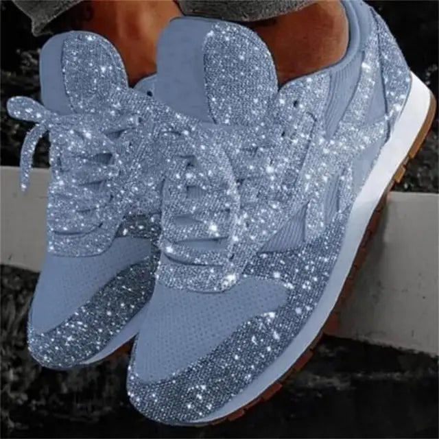 Women's Rhinestone Lace-Up Sneakers