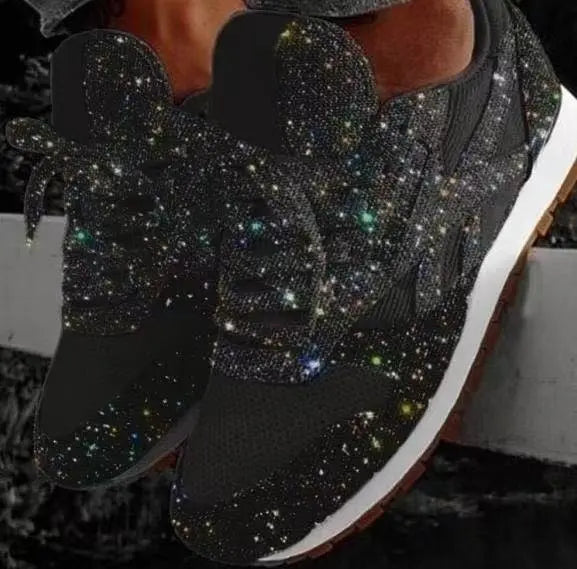 Women's Rhinestone Lace-Up Sneakers
