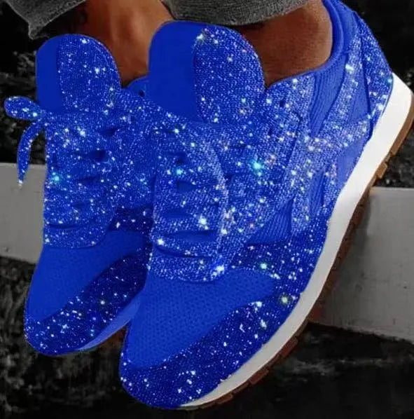 Women's Rhinestone Lace-Up Sneakers