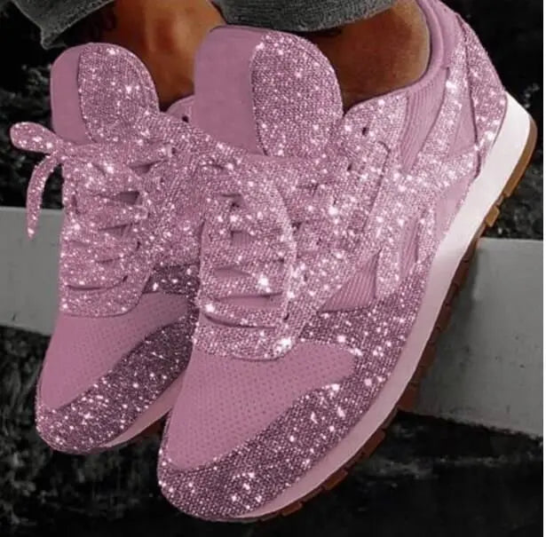 Women's Rhinestone Lace-Up Sneakers