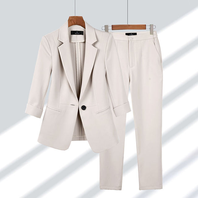 Women's Single Button Lapel Blazer Trousers Set
