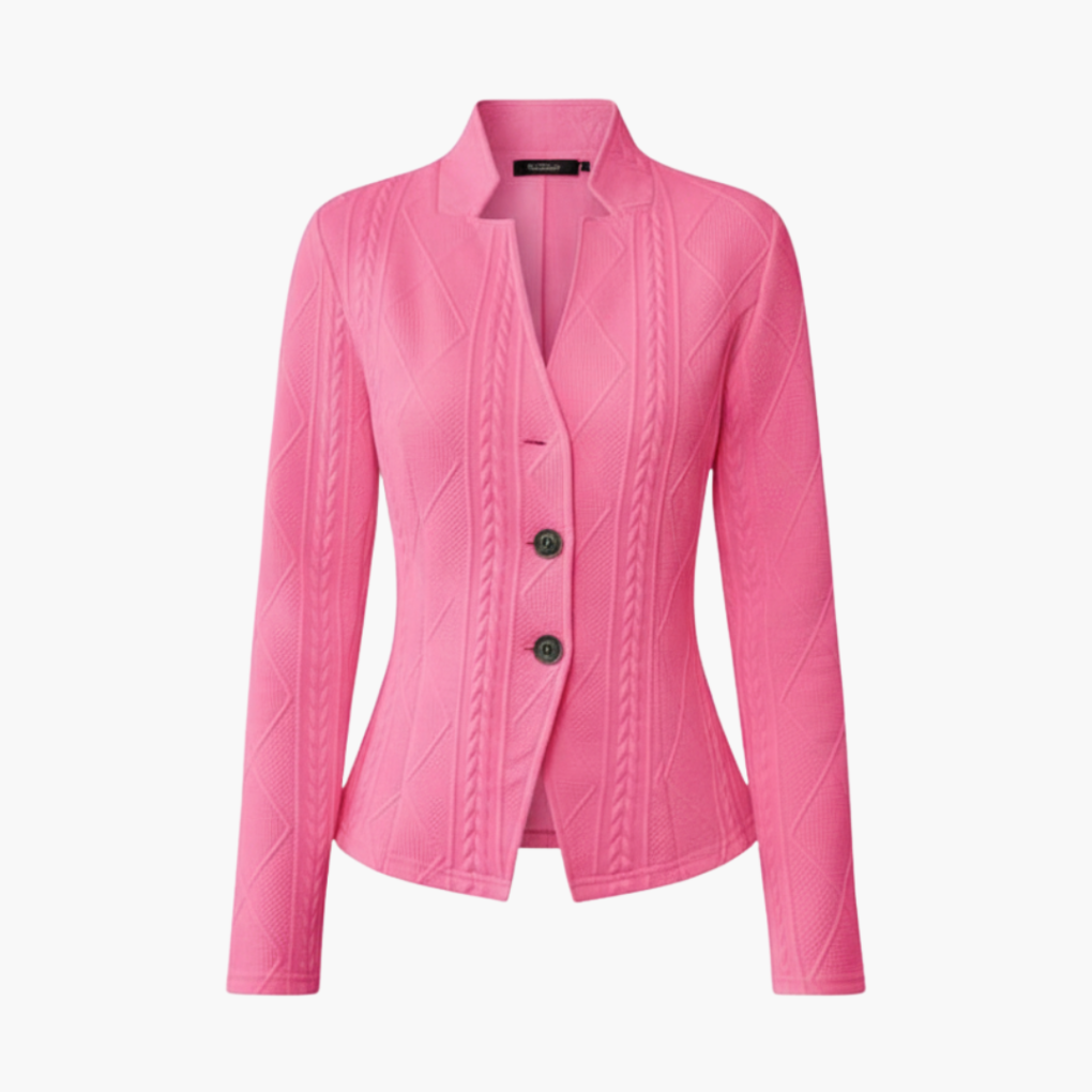 Women's Stand Collar Button Front Long Sleeve Blazer